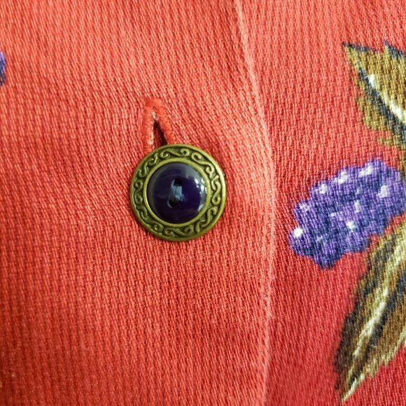 Vintage SK Wear red floral long sleeve button down size medium - Picture 5 of 7